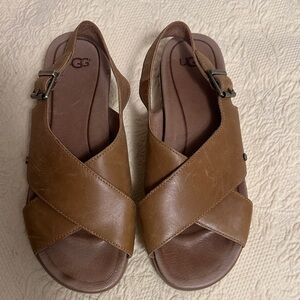 UGG Women's Tan Cross-Strap Sandals